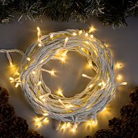 Гирлянда светодиодная "Шнур" 100LED 220В Теплая IP44 10м картинка 